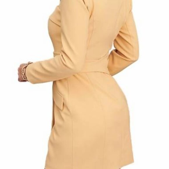 Lavish Alice Obi Butter Yellow Belted Blazer Dress with Long Sleeves - Picture 6 of 9